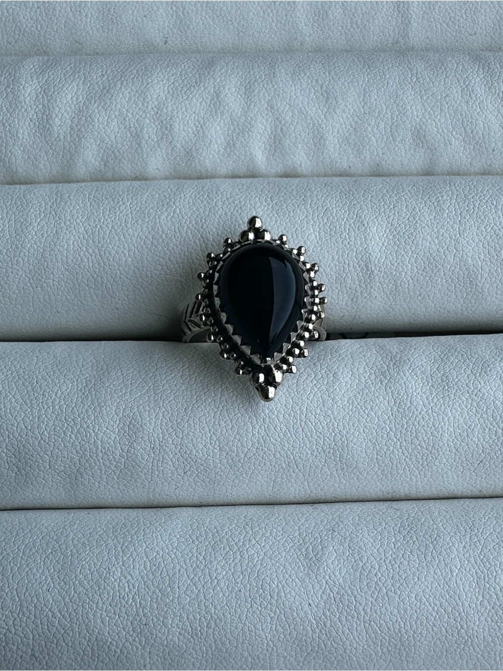 Sterling Silver Teardrop Black Onyx Ring